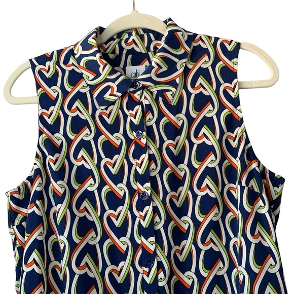 CAbi Amour 5370 multi abstract interlocking heart sleeveless shirt dress. Size S - Picture 2 of 10